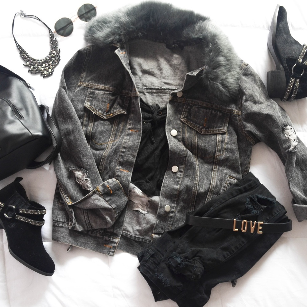 distressed oversized denim jacket